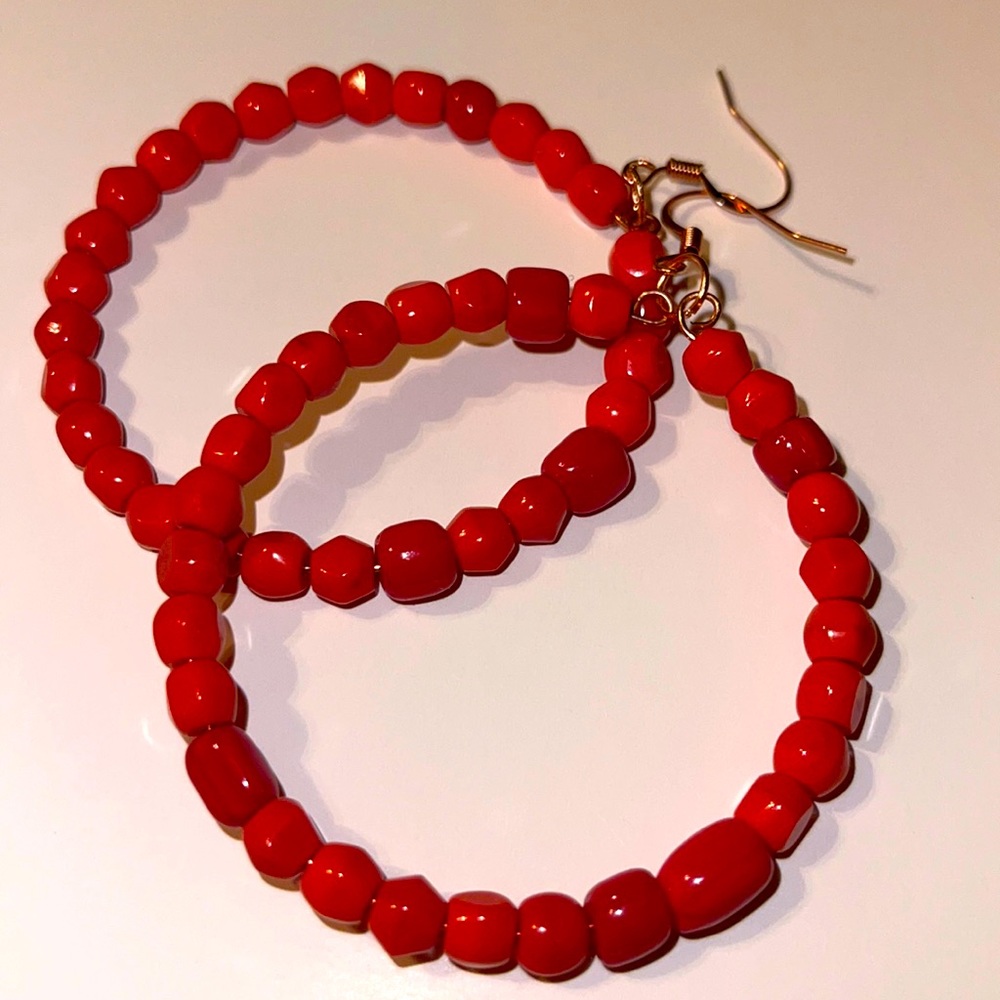Beaded earrings handmade nickel free hoops li